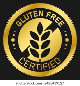 Gluten free label or gluten free stamp vector isolated in flat style. Gluten free label vector for product packaging design element. Simple gluten free stamp for packaging design element