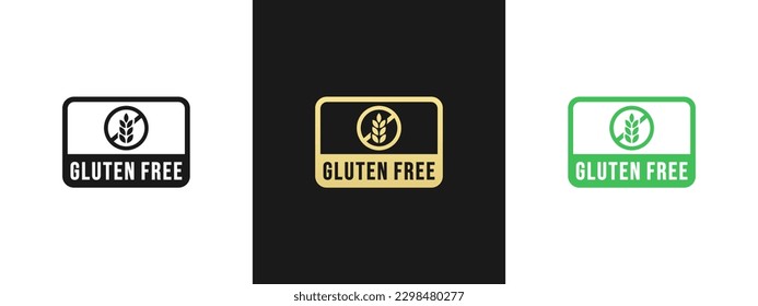 Etiqueta libre de gluten o vector sin gluten aislado en estilo plano. Vector de etiqueta libre de gluten para el elemento de diseño de empaquetado de productos. Sencillo símbolo libre de gluten para el elemento de diseño del embalaje.