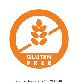 Gluten free label vector icon. No wheat symbols templates design for gluten free food package or dietetic product nutrition sign