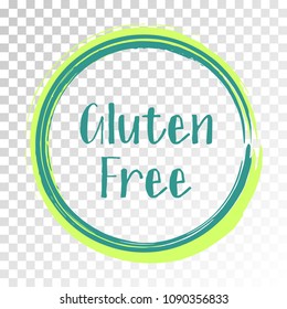 Gluten free label vector, painted round emblem icon for products free of gluten packaging, food pack. No gluten sign in frame, tag circle stamp with border, logo shape label graphic design.