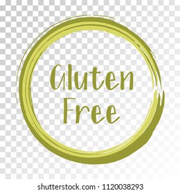 Gluten free label vector, painted round emblem icon for products free of gluten packaging, food pack. No gluten sign in frame, tag circle stamp with border, logo shape label design.