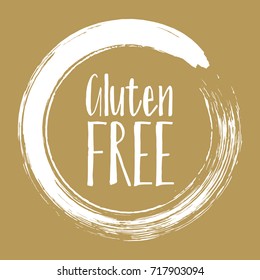 Gluten free label vector, painted round emblem icon for products free of gluten packaging, food pack. No gluten sign, tag circle stamp, logo shape label graphic design.