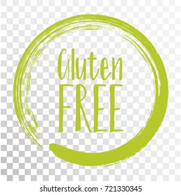 Gluten free label vector, painted round emblem icon for products free of gluten packaging, food pack. No gluten sign, tag circle stamp, logo shape label graphic design.
