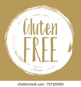 Gluten free label vector, painted round emblem icon for products free of gluten packaging, food pack. No gluten sign, tag circle stamp, logo shape label design.