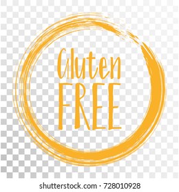 Gluten free label vector, painted round emblem icon for products free of gluten packaging, food pack. No gluten sign, tag circle stamp, logo shape label graphic design.
