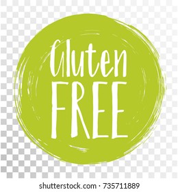 Gluten free label vector, painted round emblem icon for products free of gluten packaging, food pack. No gluten sign, tag circle stamp, logo shape label graphic design.