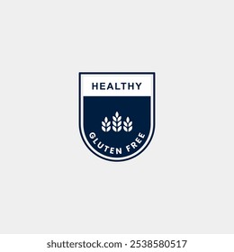 Vector de etiqueta sin gluten para elemento de diseño de embalaje de productos. Logotipo o sello sin gluten para productos de dieta saludable. Logotipo o sello sin gluten para productos de Asistencia de dieta.