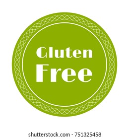 Gluten free label vector, round emblem icon for products free of gluten packaging, food pack. No gluten sign, tag circle stamp, logo shape label graphic design.
