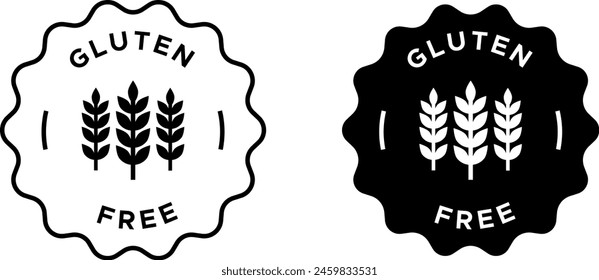 Juego de Vectores sin gluten. Sin icono de gluten