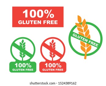Gluten free label vector. Wheat gluten free grain icon