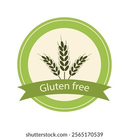 Gluten free label with the word “Gluten free”. Suitable for food labeling, packaging and advertising of products intended for people with gluten intolerance .Flat vector illustration.