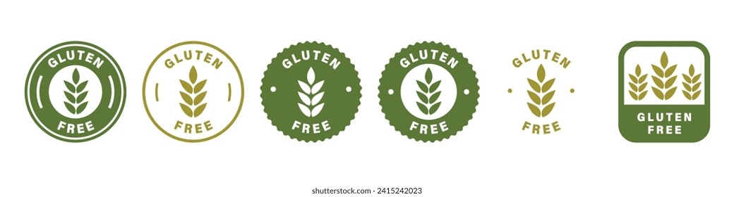 Gluten Free - labels for product packaging. Collection of vector stickers for dietary food.