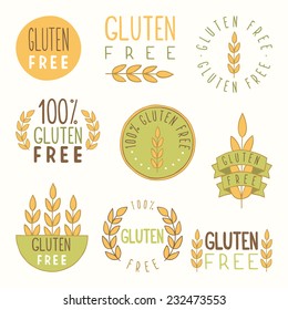 Gluten free labels. Vector EPS 10 hand drawn signs.