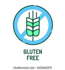 Gluten free line icon. Label for cosmetic natural product sign. Zero waste lifestyle. Chemical free. Eco friendly. Pictogram for web page, mobile app, promo. UI/UX/GUI design element. Editable stroke.