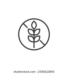 Icono de línea sin gluten. signo de estilo lineal para concepto móvil y diseño web. Icono de vector de contorno sin gluten. Símbolo, ilustración del logotipo. Gráficos vectoriales