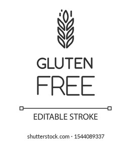Gluten free linear icon. Organic food. Product free ingredient. Healthy bread. Celiac prevention. Thin line illustration. Contour symbol. Vector isolated outline drawing. Editable stroke
