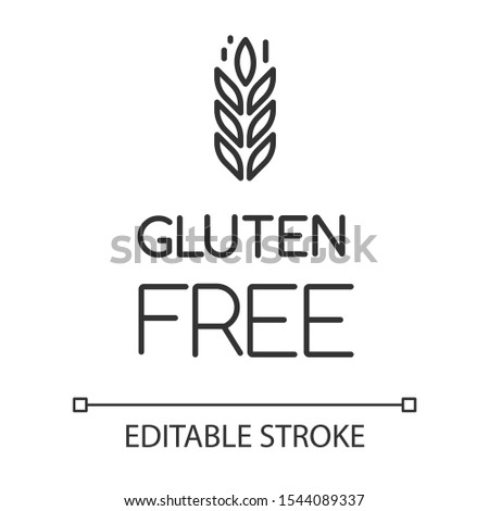 Gluten free linear icon. Organic food. Product free ingredient. Healthy bread. Celiac prevention. Thin line illustration. Contour symbol. Vector isolated outline drawing. Editable stroke