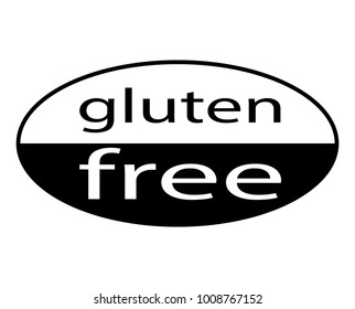 Gluten Free Logo, Black and White Sign on White Background