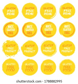 Gluten free logo collection. Set of different grunge circles shapes label with different text
