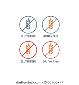 gluten free logo. hand drawn spike symbol and gluten free word