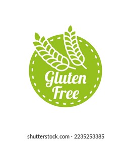 Gluten free logo label vector. No wheat symbols templates design for gluten free food package or dietetic product nutrition sign