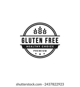 Gluten free logo or gluten free seal vector isolated. Gluten free logo or seal for healthy diet products. Gluten free logo or stamp for diet support products.