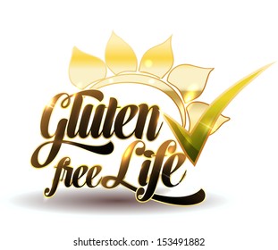 Gluten free message. Elegant luxury design.  Isolated on a white background.