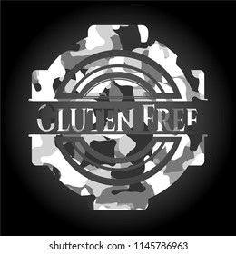 Gluten Free on grey camouflaged pattern