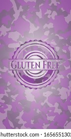 Gluten Free pink and purple on camo pattern. Vector Illustration. Detailed.