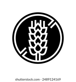 gluten free product label warning glyph icon vector. gluten free product label warning sign. isolated symbol illustration