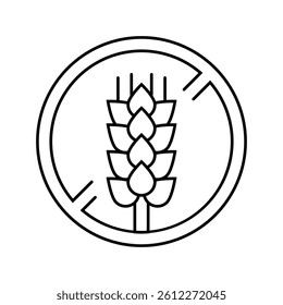gluten free product label warning line icon vector. gluten free product label warning sign. isolated contour symbol black illustration