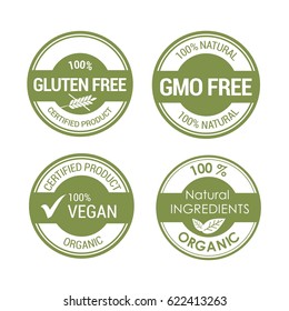 Gluten free product labels vector set 