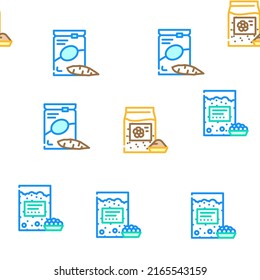 Gluten Free Products Vector Seamless Pattern Color Line Illustration