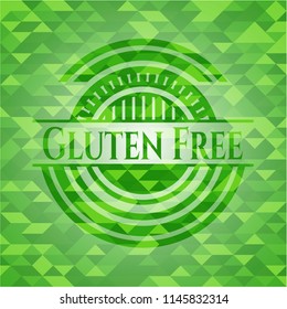 Gluten Free realistic green emblem. Mosaic background