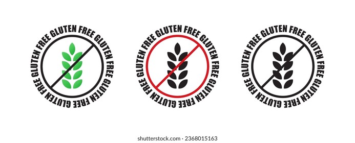 Gluten free. Round badges with the inscription gluten free. Natural and organic products. Vector scalable graphics