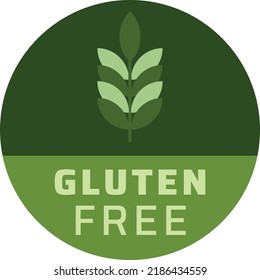 glutenfreies rundes Vektorsymbol. Vektorgrafik von Weizen in grünen Farbtönen mit "glutenfreien" Inschriften hervorgehoben. ideales Logo für Lebensmittel oder Kosmetikprodukte.