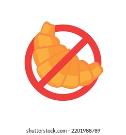 Gluten free sign with croissant. Vector illustration cartoon icon isolated on white background.