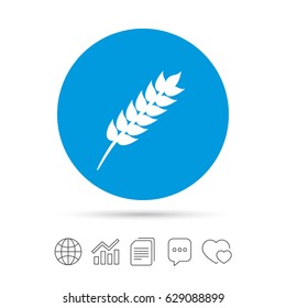 Gluten free sign icon. No gluten symbol. Copy files, chat speech bubble and chart web icons. Vector