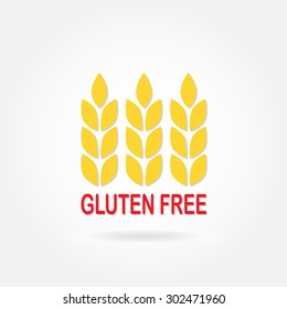Gluten free sign or label with wheat icon. Infographics element for food packaging. Colorful vector illustration.