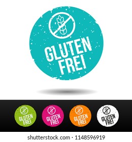 Gluten free stamp with Icon. German-Translation: Gluten frei Stempel mit Icon - Eps10 Vector Button.