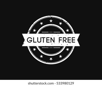 gluten free. stamp mark white on black background