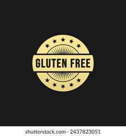 Gluten free stamp or gluten free seal vector isolated. Gluten free stamp or seal for healthy diet products. Gluten free logo or stamp for diet support products.