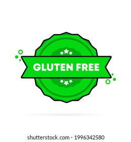 Glutenfreie Briefmarke. Vektorgrafik. Glutenfreies Badge-Symbol. Zertifiziertes Badge-Logo. Stempelvorlage. Etikett, Aufkleber, Symbole. Vektor EPS10. Einzeln auf weißem Hintergrund.