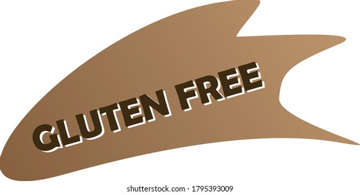 Gluten free sticker icon. Product designation without whole. Splash with a brown gradient and the inscription gluten free. Product labels for people with celiac disease.