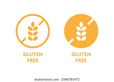 Gluten free sticker or label. Gluten free stamp vector icon. Gluten free label vector for product packaging design element.