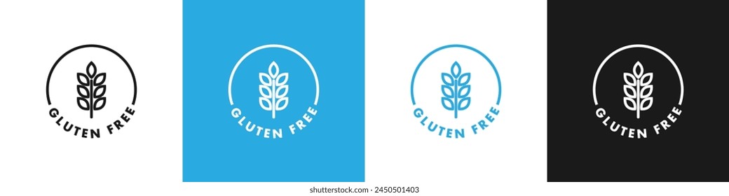 Gluten free sticker, label or template set. Gluten free icon sign. Diet concept. Healthy eating. Natural and organic foods.