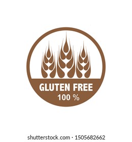 gluten free symbol, brown color, round design, vector