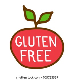 Gluten free. Vector hand drawn icon, badge illustration on white background.
