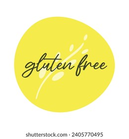 Gluten Free vector icon. Food sticker. Yellow isolated label. Symbol for product, allergy, diet, design element, sign
