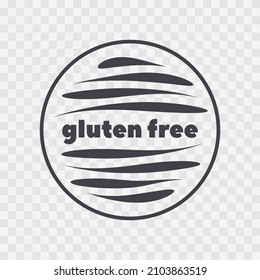 Icono de vector libre gluten. Señal de aislamiento gris sobre fondo transparente. Símbolo circular para alimentos, adhesivo de producto, etiqueta, alergia, elemento de diseño